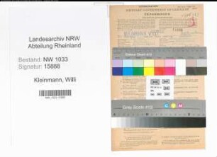 Entnazifizierung Willi Kleinmann , geb. 01.06.1922 (Landwirt)