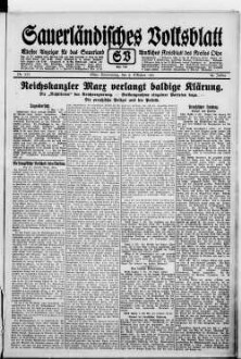 Sauerländisches Volksblatt : aeltester Anzeiger des Sauerlandes : ueber 100 Jahre Heimat- und Kreisblatt im Kreise Olpe : Tageszeitung für Politik, Unterhaltung und Belehrung