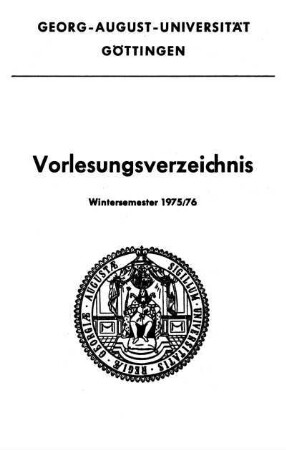 WS 1975/76: Vorlesungsverzeichnis