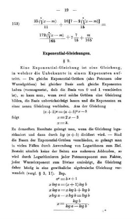 Exponential-Gleichungen. § 9.
