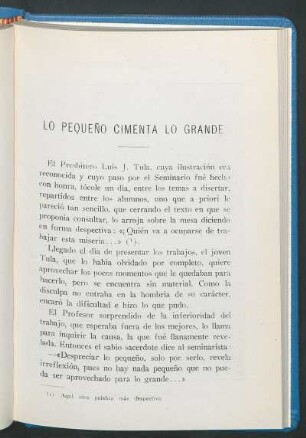 Lo pequeño cimenta lo grande