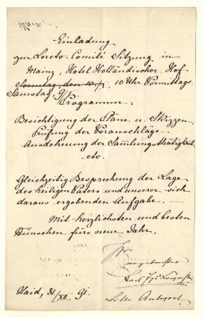 Brief mit Unterschrift