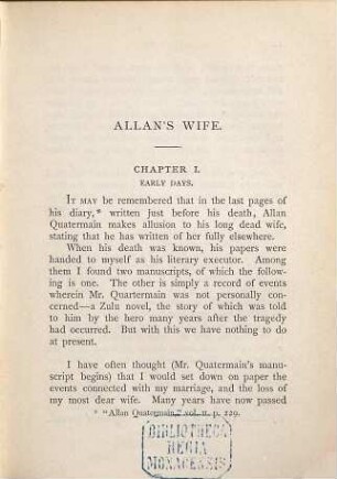 Allan's wife and other tales