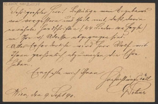 Brief an B. Schott's Söhne : 09.09.1890