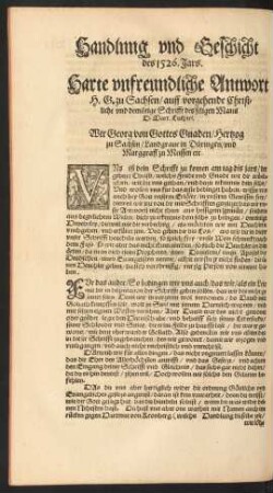 Handlnng und Geschicht des 1526. Jars.