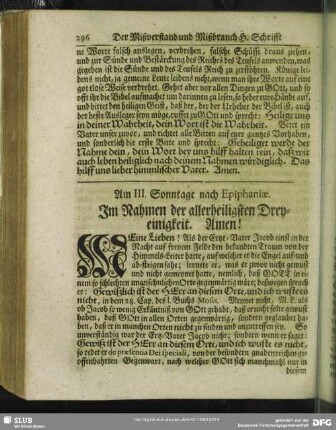 Am III. Sonntage nach Epiphaniae