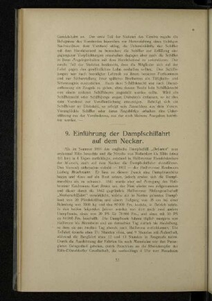 9. Einführung der Dampfschiffahrt auf dem Neckar.