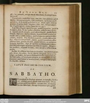 Caput Decimum-Tertium, De Sabbatho.