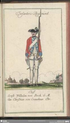 Infanterie Regiment. Chef Ernst Wilhelm von Bock. G. M. Ge. Christian von Craushaar. Obr.