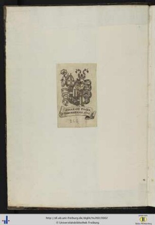 [Vorderer Spiegel] Exlibris des Collegium Pacis Freiburg.