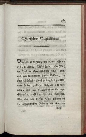 Thierischer Magnetismus.