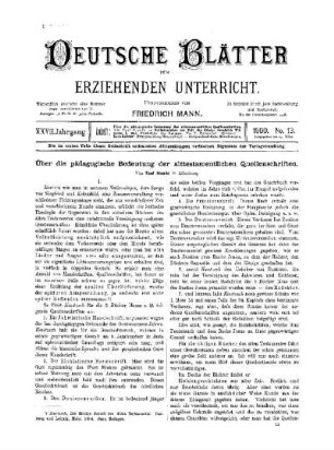 Über die pädagogischen Bedeutung der alttestamentlichen Quellenschriften