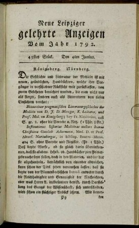 45stes Stück. Den 4ten Junius.