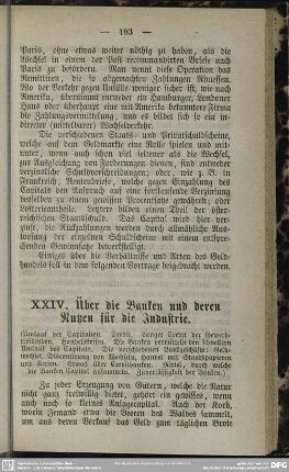 XXIV. Über die Banken und deren Nutzen für die Industrie