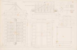 Leesenbrück´sche Schleuse am Finowkanal: Grundrisse, Ansichten, Details Pumpwerk (aus: Atlas zur Zeitschrift für Bauwesen, hrsg. v. G. Erbkam, Jg. 4, 1854)
