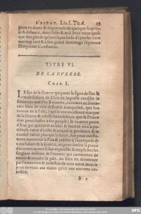 Titre VI. De La Guerre.