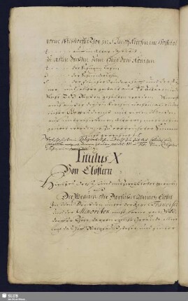 Titul X. Von Clöstern