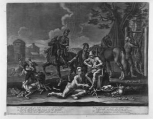 Wer Gast seyn will, der kom, hier ist eine saubers kochen... : Rugendas, Georg Philipp II (1701-1774), Rugendas, Georg Philipp I (1666-1742, Verleger). Wer Gast seyn will, der kom, hier ist eine saubers kochen... Schabkunst, 41 x 52 cm. Dresden: Kupferstich-Kabinett A 10753 in Band A 265,2
