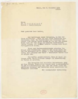 Brief an Ludwig Landshoff : 02.12.1930
