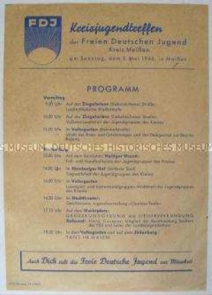 Programm für das Kreisjugendtreffen der FDJ in Meißen 1946