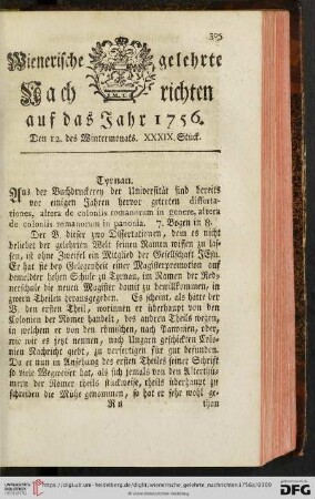 Den 12. des Wintermonats. XXXIX. Stück