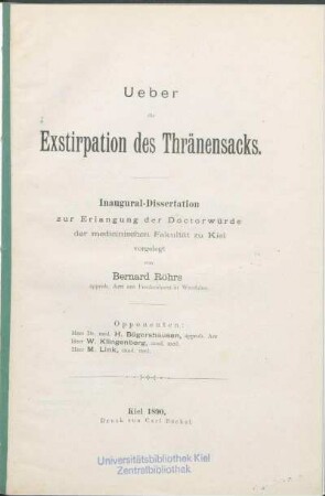 Ueber die Exstirpation des Thränensacks
