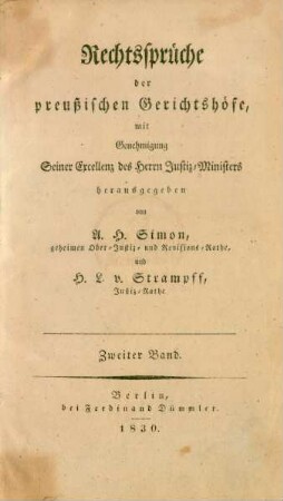2.1830: Rechtssprüche der preußischen Gerichtshöfe