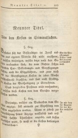 Neunter Titel. Von den Kosten in Criminalsachen