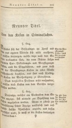 Neunter Titel. Von den Kosten in Criminalsachen