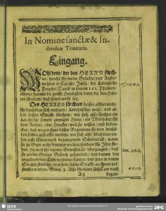 Leichenpredigt : Eingang. Textus. Predigt. Tractatio. Usus