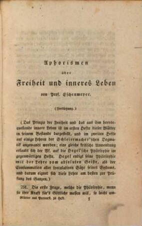 Blätter aus Prevorst : Originalien u. Lesefrüchte für Freunde d. inneren Lebens. 3, 3. 1832