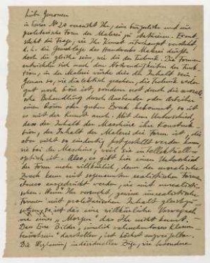 Briefentwurf von Raoul Hausmann an [Unbekannt]. [o. O.]
