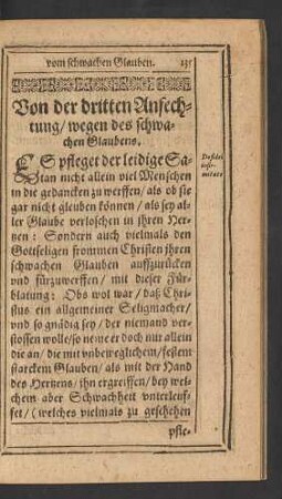 Von der dritten Anfechtung/ wegen des schwachen Glaubens.