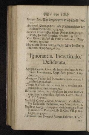 Ignorantia. Incertitudo. Desiderata.