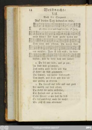 VII. Nach der Singweise Auf diesen Tag bedenken wir