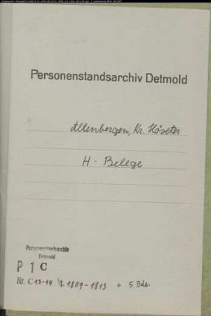 Belegakten zum Heiratsregister der Gemeinde Altenbergen, Kr. Höxter (1809-1813)
