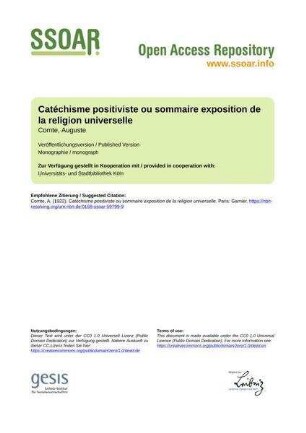 Catéchisme positiviste ou sommaire exposition de la religion universelle