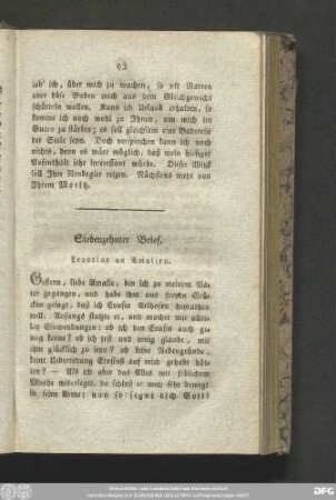 Siebenzehnter Brief. Leontine an Amalien.