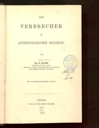 Der Verbrecher in anthropologischer Beziehung