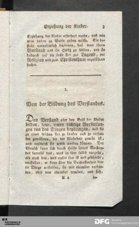 I. Von der Bildung des Verstandes.