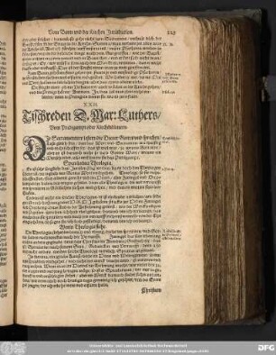XXII. Tischreden D. Mar: Luthers/ Vom Predigampt oder Kirchendienern.