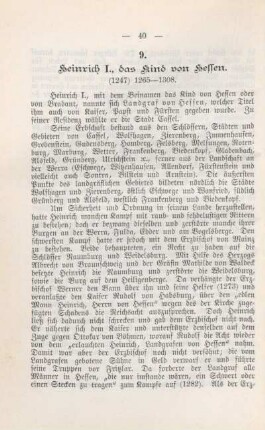 9. Heinrich I., das Kind von Hessen. (1247) 1265 - 1308.