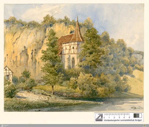 [Kapelle St. Wendel am Stein von der Jagst aus]