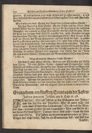 Evangelium am fünfften Sonntag in der Fasten / Judica genannt Johan. am 8. Cap. v. 46.