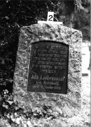 Grabstein 2 (Index: 100091931) Material: St. :naturbelassener/Plat. :poliert. Granit Zustand: Platte:linke untere Ecke gebrochen Maße HxBxT: 83x57x22 cm Beschreibung: Stele mit Segmentbogenabschluß, eingelassene Schriftplatte mit Segmentbogenabschl: Grabstein 2