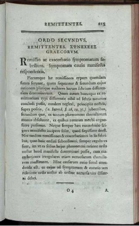 Ordo Secundus.Remittentes. Συνεχεες Graecorum.