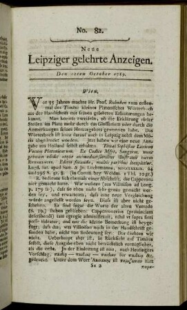 No. 82. Den 12ten October 1789.