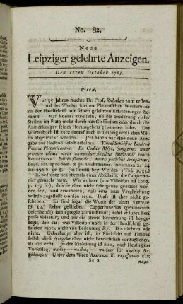 No. 82. Den 12ten October 1789.