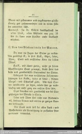 5) Von den Bindemitteln der Mauern