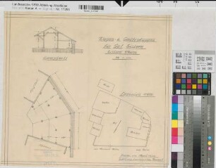 Eisborn (Balve) Wagen- und Geräteschuppen des Gutes Eisborn Lageplan, Grundriß, Schnitt 1920 1 : 100/500 40 x 43,5 Bleistiftzeichnung Landsberg-Velensches Bauamt Landsberg-Velen